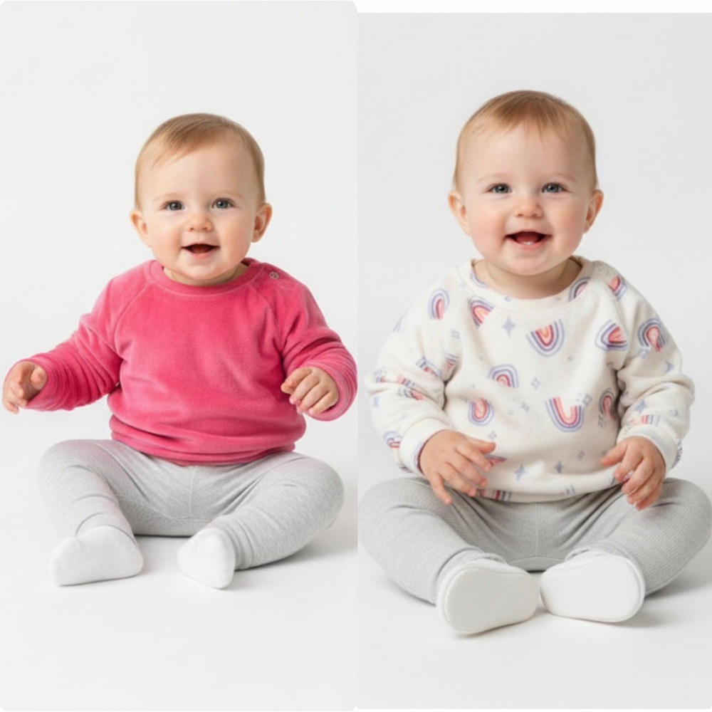 Cat & Jack Toddler Sweatshirt Bundle 18M Rainbow Print Pink Pullover‎
